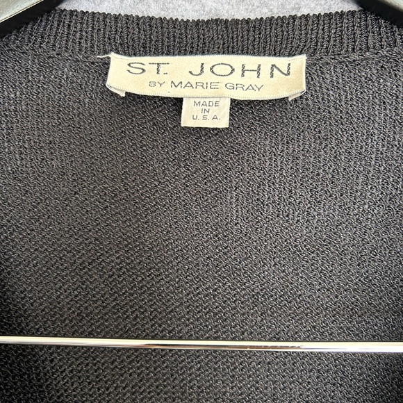 Vintage St. John By Marie Gray Black Santana Knit Sweater Dress Buttons Size 10 - Picture 2 of 13